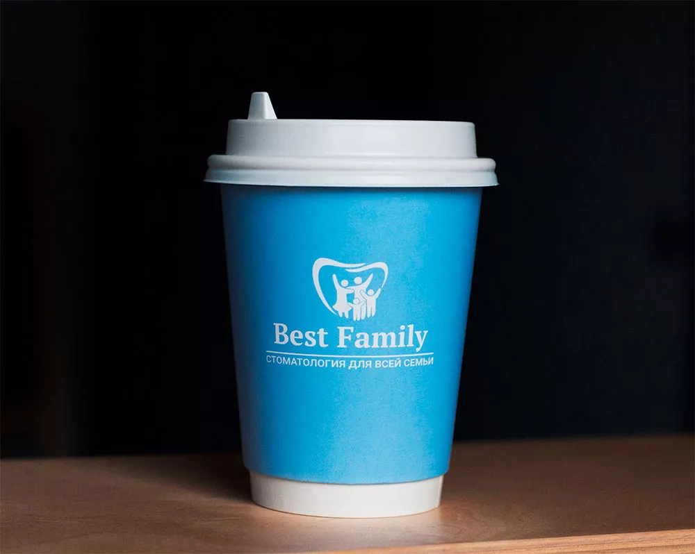 Брендирование стаканчиков для стоматологис «Best family» cuptrade