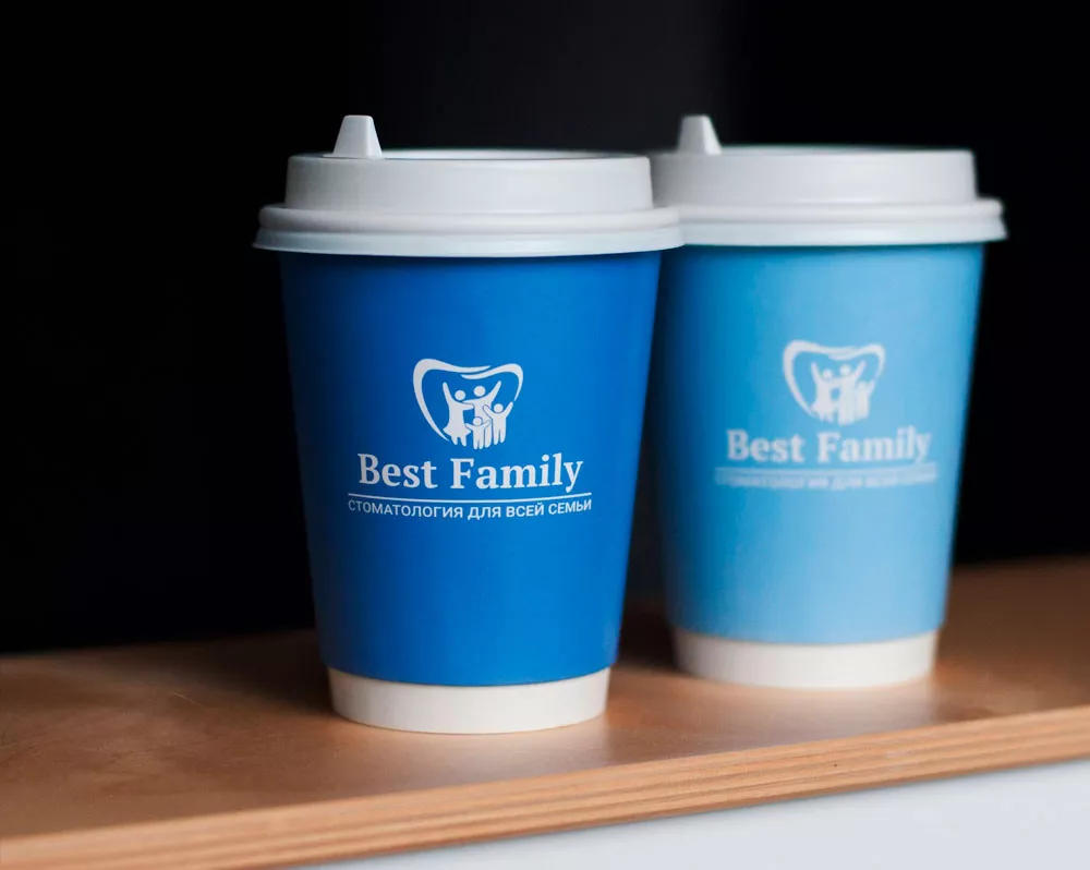 Брендирование стаканчиков для стоматологис «Best family» cuptrade