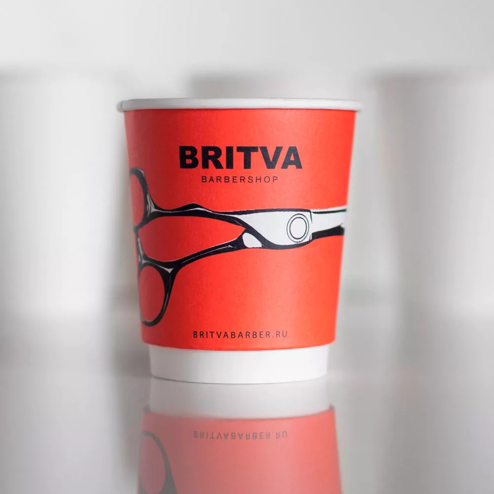 Брендирование стаканов для сети барбершопов «Бритва»