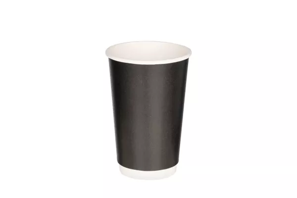 Двухслойный черный бумажный стакан 400 мл