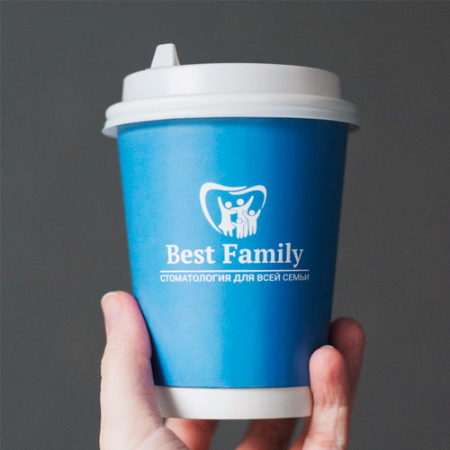 Брендирование стаканчиков для стоматологис «Best family» cuptrade