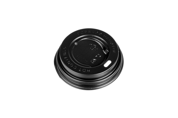 Крышка черная D72 с питейником для стакана кофе