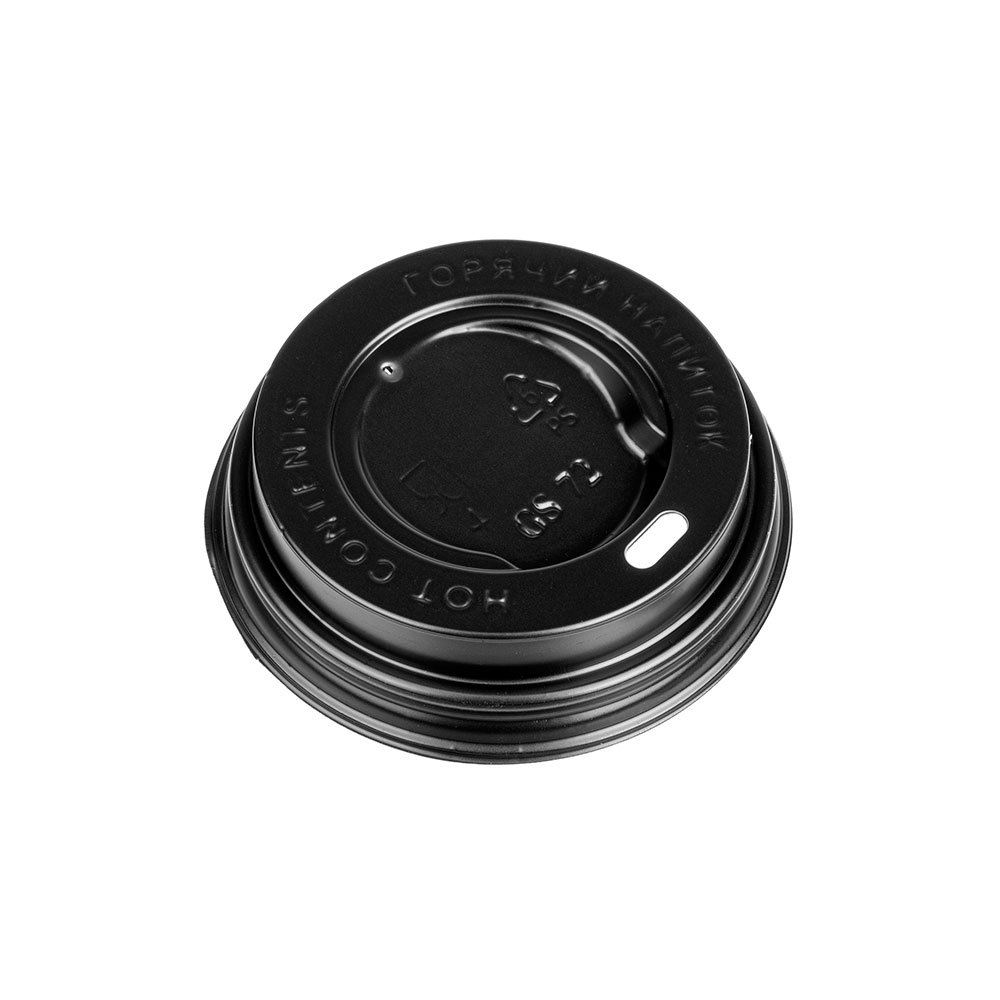 Крышка черная D72 с питейником для стакана кофе