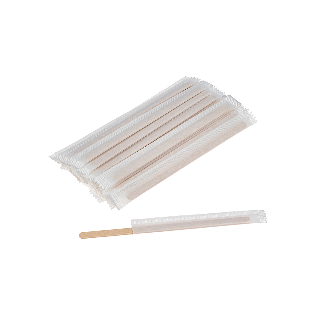 Размешиватель деревянный 140 мм в индивидуальной упаковке