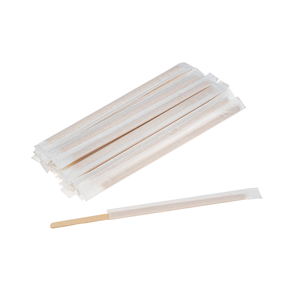 Размешиватель деревянный 180 мм в индивидуальной упаковке