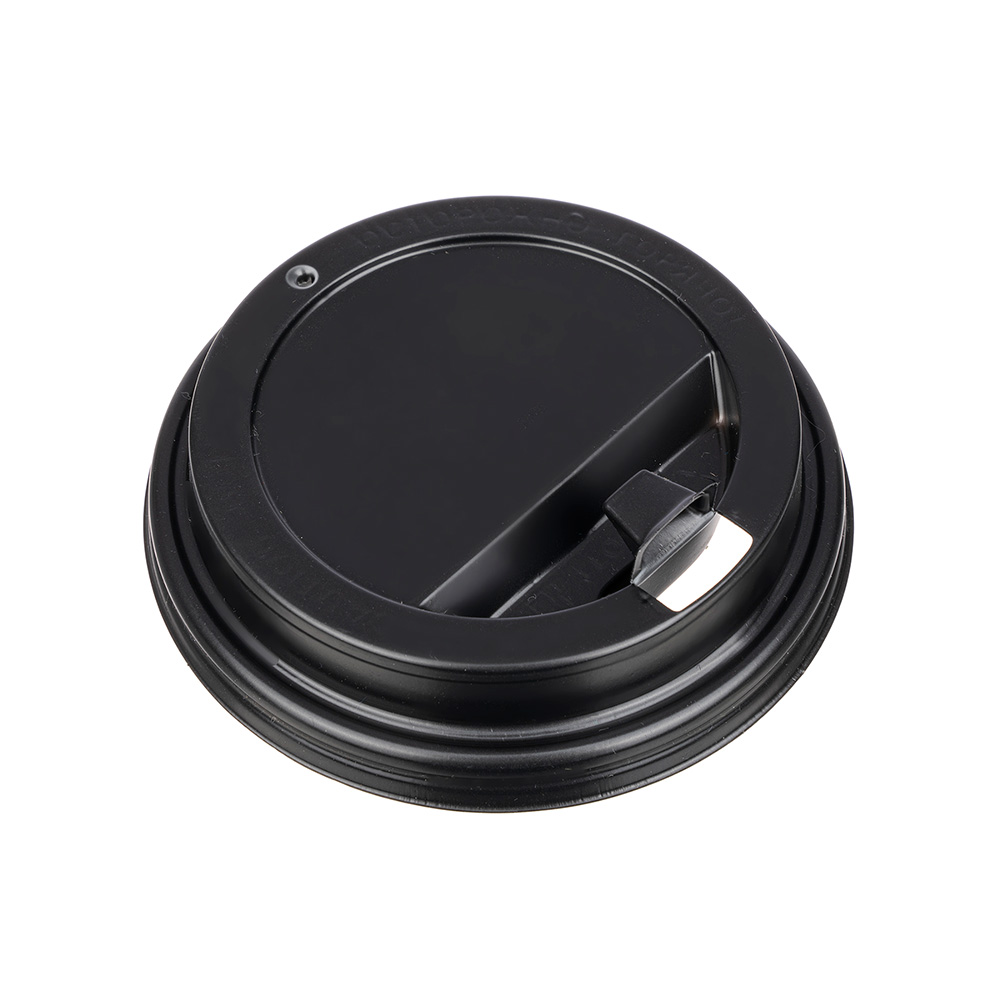 Крышка черная для стакана 90 мм с клапаном